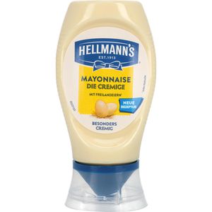 Hellmanns Mayonnaise Die Cremige, 70% Fettgehalt, glutenfrei, aus Freilandeiern, in der Flasche, 250 ml