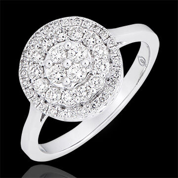 Edenly Verlobungsring Schicksal - Doppelter Halo - 375er WeiÃŸgold und Diamante