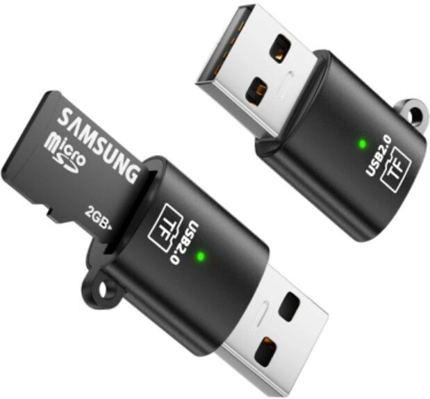 INF USB-zu-TF-Adapter (2er-Pack) – OTG-Schnellzugriff, USB2.0-Übertragung, Aluminiumlegierung+PVC, Kompaktes Design Schwarz