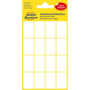Zweckform Vielzwecketiketten 3074, weiß, 29 x 18mm, 6 Blatt, 96 Stück
