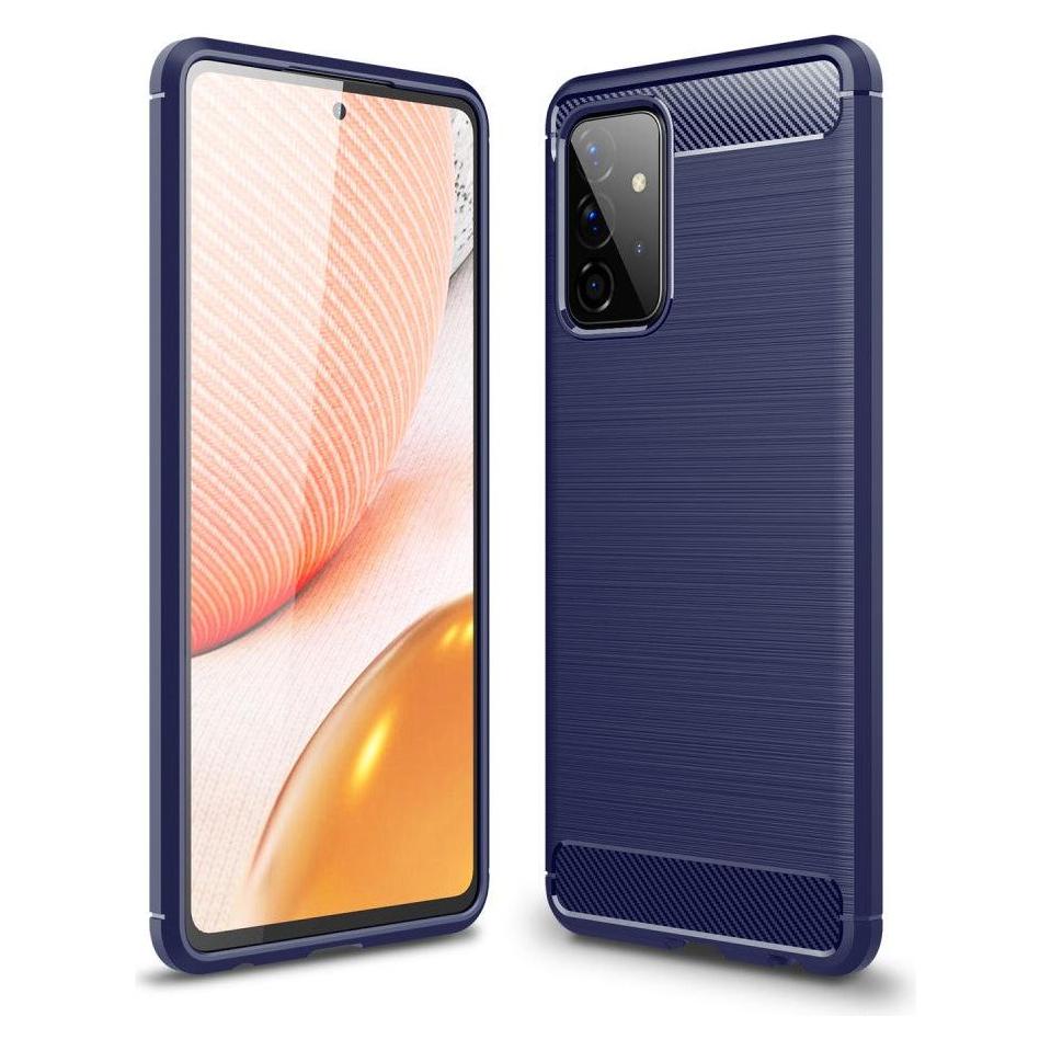 Cover-Discount Galaxy A72 - Metall Carbon Look Gummi Hülle blau (Samsung Galaxy A72) (101233035C)