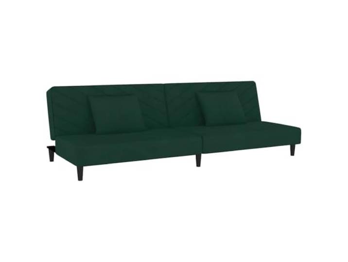 Makastle SchlafSofa Couch 2 Sitzer mit 2 Kissen Dunkelgrün Samt