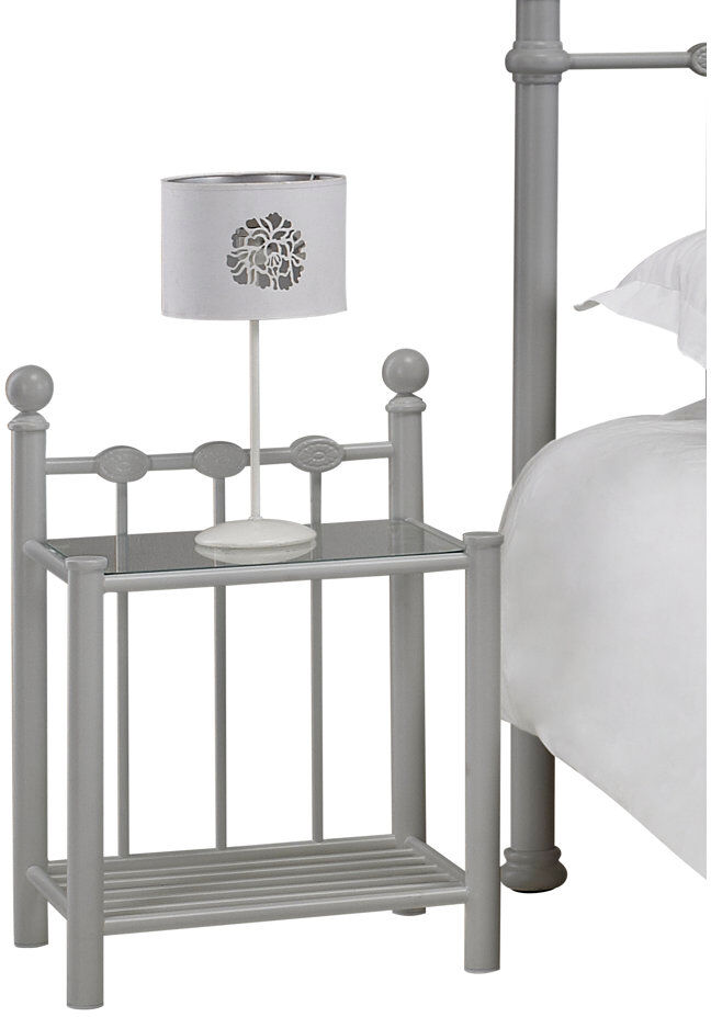 Rosalind Wheeler Sinquefield Glass Top Four Leg Rectangular Side Table Grey 65cm H X 48cm W X 39cm D