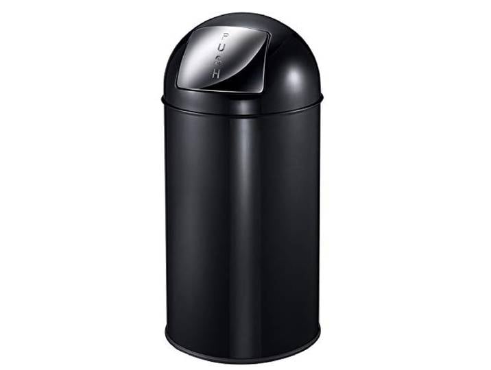 PROREGAL Abfallbehälter mit Pushdeckel & Inneneimer aus Metall 40 Liter, HxBxT 74x34x34cm Schwarz