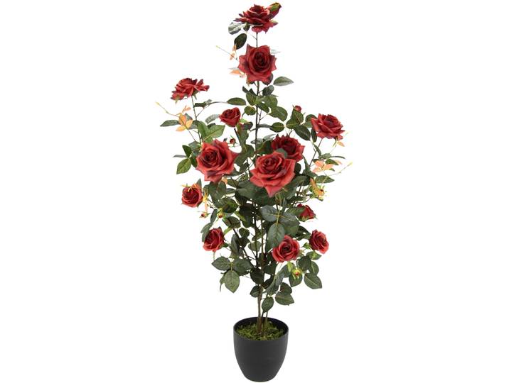 Kunstbaum I.GE.A. Rosenbusch im Topf , rot, B:45cm H:115cm L:45cm, Obermaterial: 95% Polyester, 5% Kunststoff, Kunstpflanzen, Kunstbaum, Kunstrosen Kunstpflanzen Rosenstrauch Deko Hochzeit