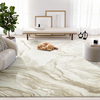 Abani Rugs Abani Glam GLA110A Beige Cream Abstract Stone Area Rug