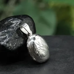Drachensilber Medaillon oval fein verziert Schmuck aus edlem 925 Silber - Silber