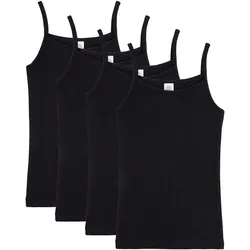 Sanetta Mädchen Unterhemd, 4er Pack - Shirt ohne Arme, Top Schwarz / 152
