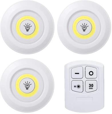 Inspire Daily Merch Dimmable LED Under Cabinet Light With Remote Control Battery Operated LED Closet Lights white 3 Lamp With Rc