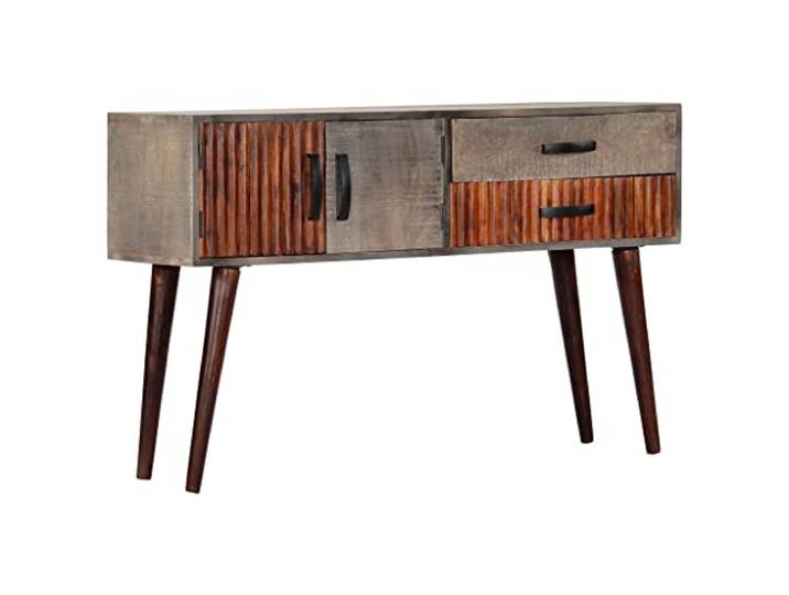 GPWERSDF Konsolentisch Grau 120 x 35 x 75 cm Massivholz Mango 2 Türen, 2 Schubladen, Stauraum, Robust, Langlebig, Flur, Diele