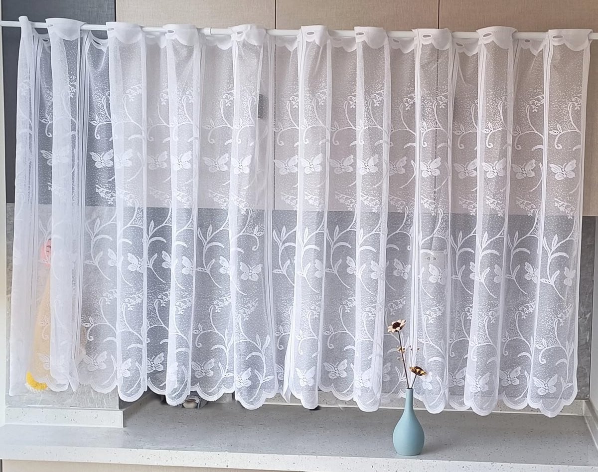 Transparant Vitrage Gordijn met Bloemenpatroon voor Keuken en Kleine Ramen