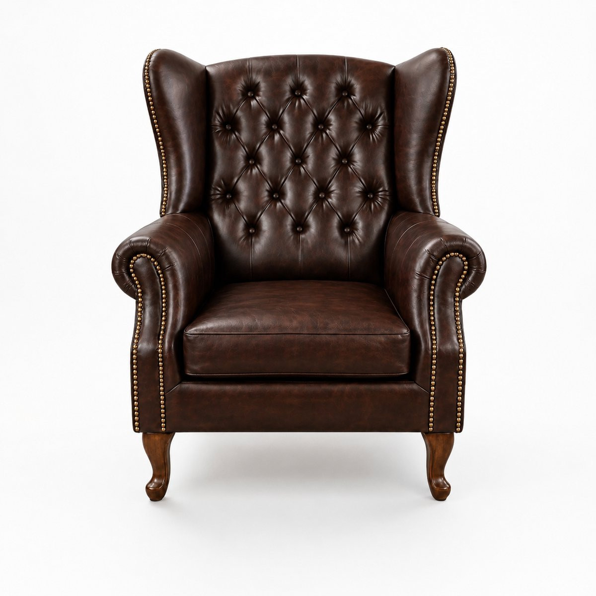 Chesterfield Fauteuil Mokka Donker Bruin Leer Lounge Chair