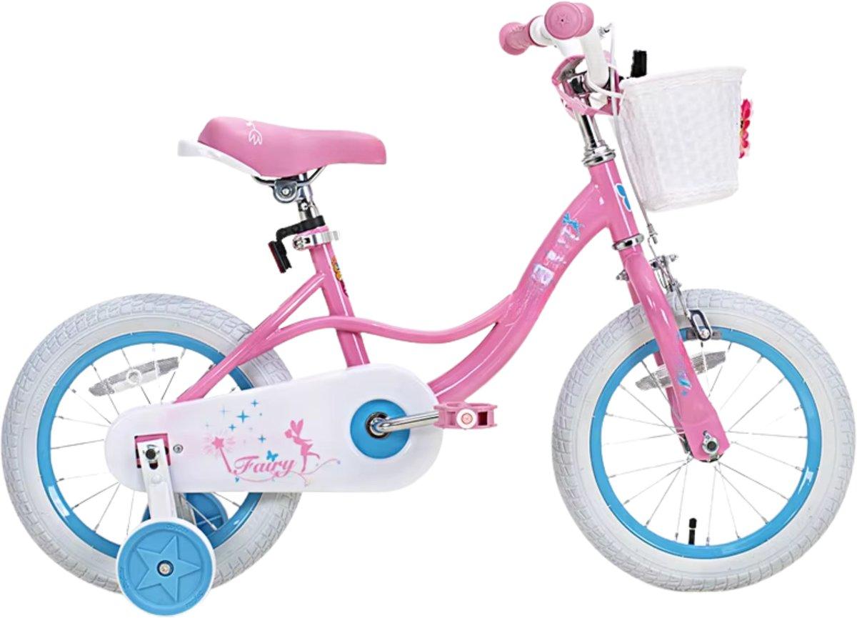 Kinderfahrrad 30 cm - Mädchen Fahrrad 2-9 Jahre - Mit Stützrädern, Handbremse & Korb - Rosa