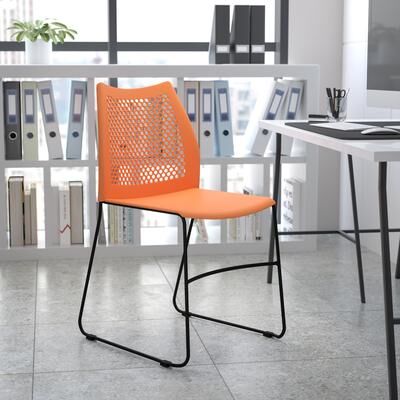 661 lb. Capacity Stack Chair with Air-Vent Back and Powder Coated Sled Base
