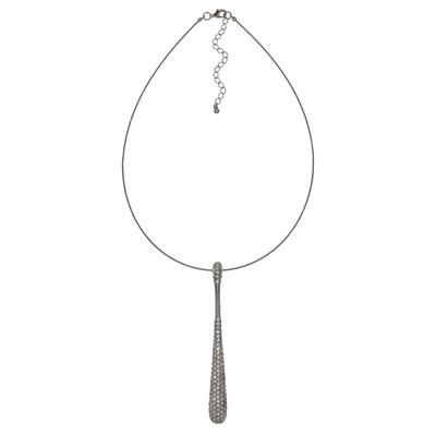 Kette mit Anhänger STEUER "Metall silberfarben glanz Glasstein weiß", silber, Halsketten, Damen, 52cm, Metall, L: 52, glänzend