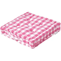 SITZKISSEN pink-weiß kariert 40/40/8 cm