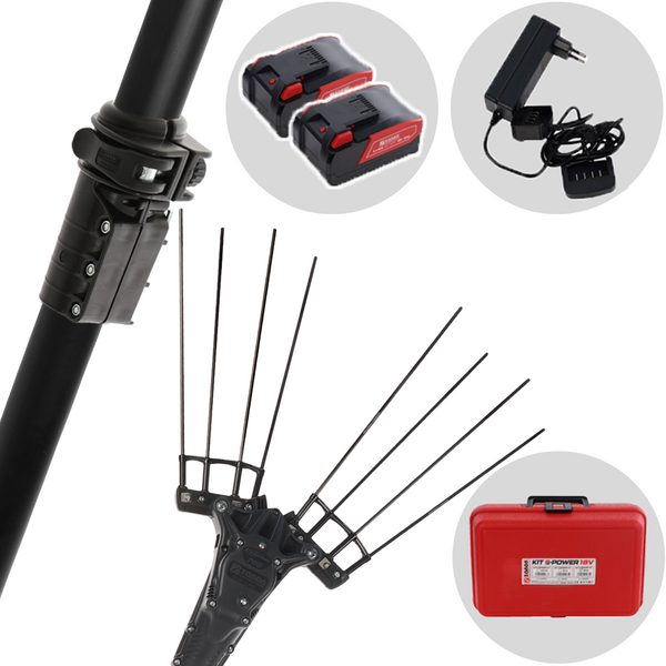 Zanon Karbonium X PRO AL-300 - Peigne vibreur électrique à batterie 2x 18V 10Ah - Perche télescopique 220/350 cm