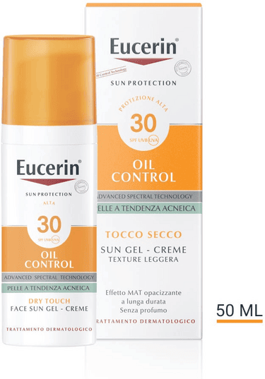 Eucerin Sun Oil Control Gel-Crema Tocco Secco SPF 30 Protezione Viso Pelle Grassa 50 ml