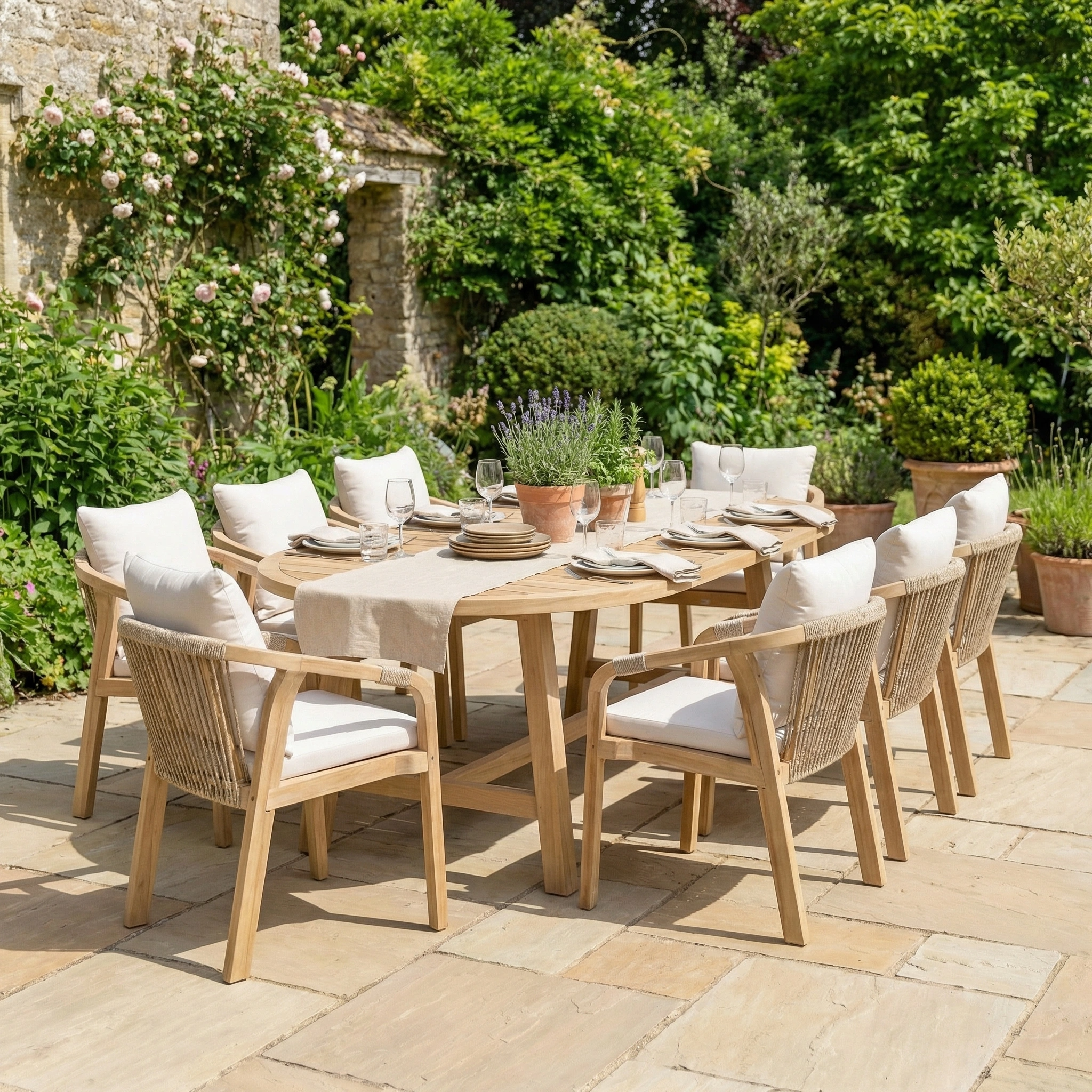 Harbour Lifestyle Quay 8 Seat Oval Dining Set in Linen