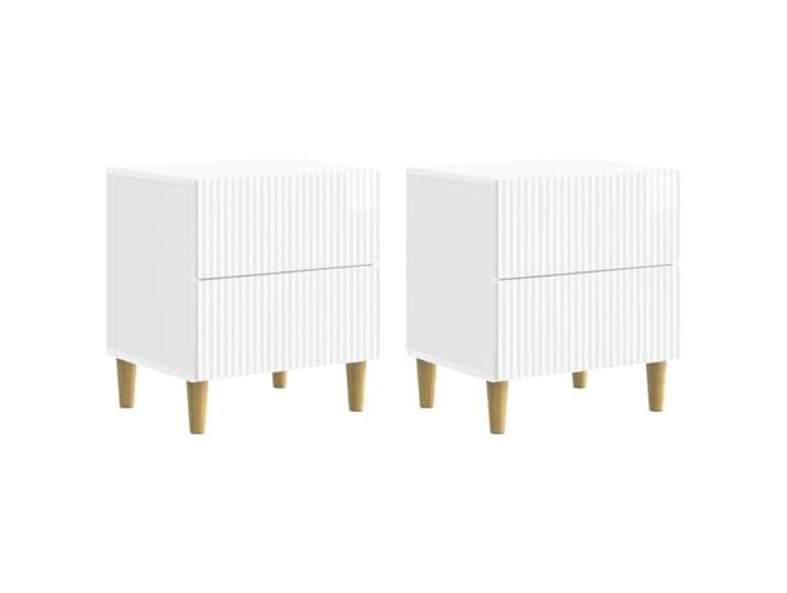 hliofuir Nachttisch 2er Set Hochglanz Weiß 43x34,5x48 cm Holzwerkstoff Zwei moderne Nachtkommoden für das Schlafzimmer mit je zwei Schubladen bieten kompakten Stauraum aus Holzwerkstoff.