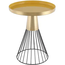 Runder Beistelltisch aus gelbem und goldfarben lackiertem Stahl D 41 cm SPLEEN