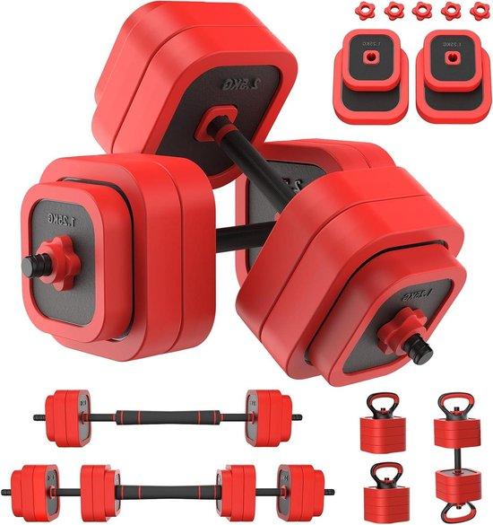 Verstellbares Hantelset - Heimfitnesssystem - Krafttraining zu Hause - 4-in-1-System - 30 kg - Schwarz