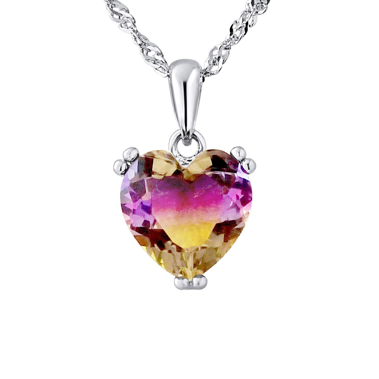 Hart ketting "paarse schaduw" kristal en zilver 925 - blauwe woorden