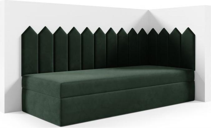 LIKMA Kinderbett 70x200 cm Flaschengrün Bett mit Bettkasten Jugendbett Polsterbett Kopfteil Velvet Stoff