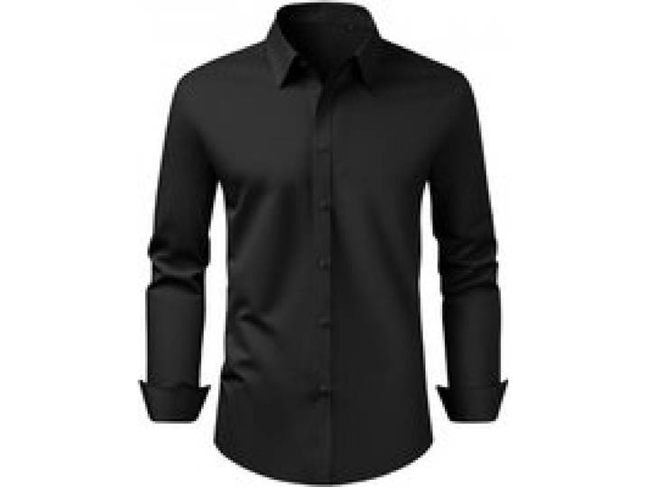 VEVOR Herrenhemd M, Langarmhemd, knitterfrei, Freizeithemden, Bügelfrei, Businesshemden, weicher Stretch-Stoff für Business, Freizeit oder formelle Anlässe, Arbeit, Hochzeit, Abendessen, Schwarz