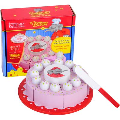 Spiellebensmittel TANNER "Benjamin Blümchen Torte", bunt, Kaufladensortimente, Kinder, Holz, zum Schneiden; aus Holz