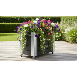 Pflanzgefäß Cubic II in Schwarz - 87 x 50 x 95 cm - Blumenkübel aus Kiefer/Fichte - rechteckiger Pflanztrog - Pflanztrog für Garten