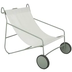 Gartensessel Poul aus Aluminium mit Textilene, modern, grün-weiß, mit Rollen, Outdoor