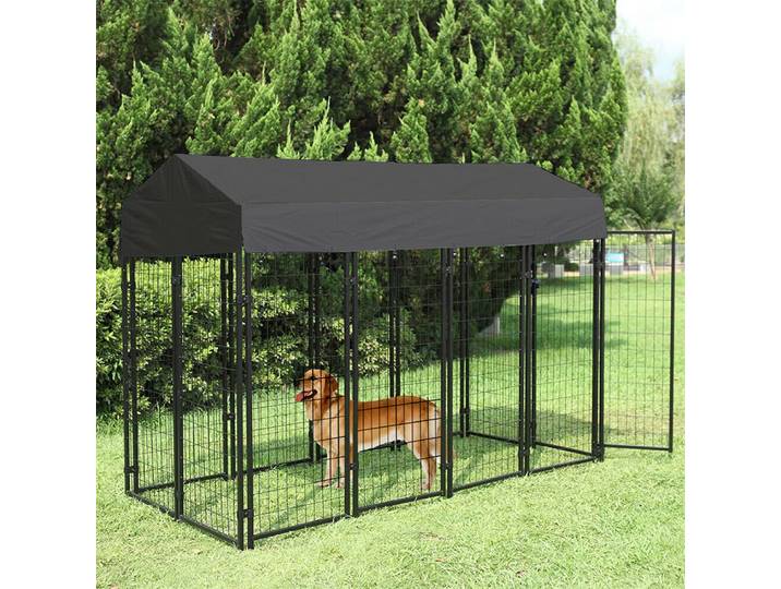 Grand Parc pour Animaux de Compagnie en Fil Soudé, Niche pour Chien, avec Protection UV, Couvercle Étanche en Métal et Toit, pour l'Extérieur, RapDuty