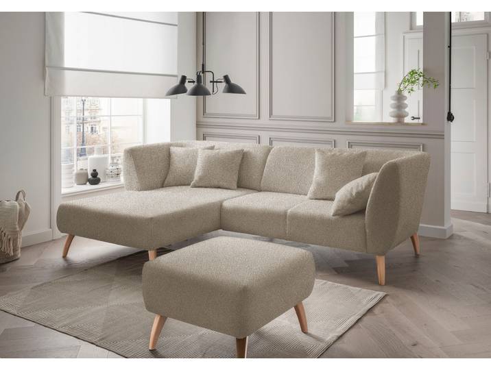 Ecksofa, Microfaser, Beige 264×160 cm, Rückenlehne Gepolstert, Klassisch, Inosign