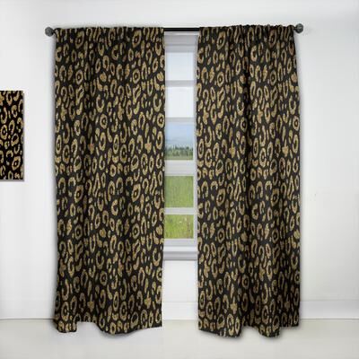 DESIGN ART Designart 'Golden Leopard Fur' Mid-Century Modern Blackout Curtain Single Panel