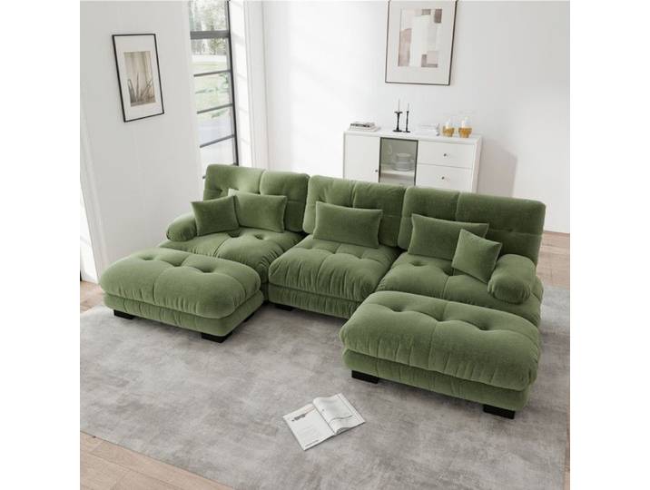 Luscriate - Canapé modulaire moelleux comme un nuage Canapé de salon avec poufs Canapé en forme de U - Vert