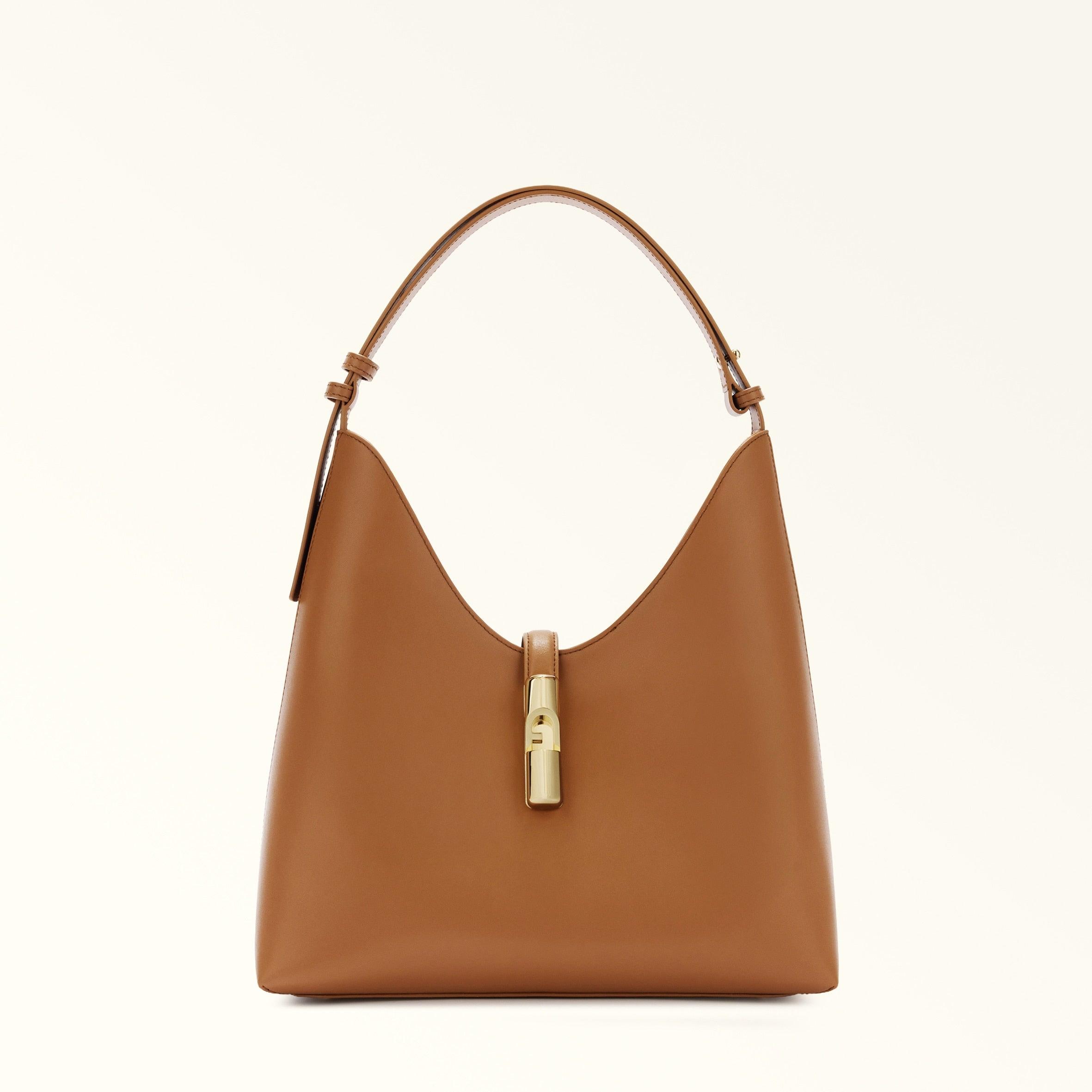 Damenhandtasche, Umhängetasche, Modell Lumina Chic, aus echtem, gerüschtem Leder, elegant und vielseitig