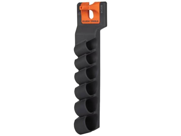 Klein Tools BC509S Steckschlüsselhaltermodul, hält 6 Schlag-Steckschlüssel-Größen 3/8 Zoll bis 1-1/8 Zoll, optionaler S-Haken sichert das Modul an Antenneneimern