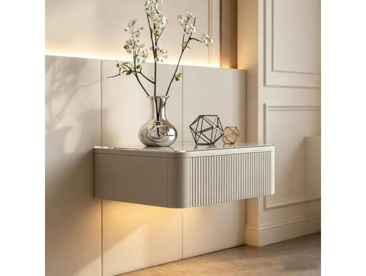 Labasuan Schwebender Wandtisch mit Schublade, Wandmontage oder Schminktisch Schwebender Wandnachttisch mit Schublade, Eck-Schwebtisch, kleiner Nachttisch fürs Schlafzimmer(45cm/17.7in)