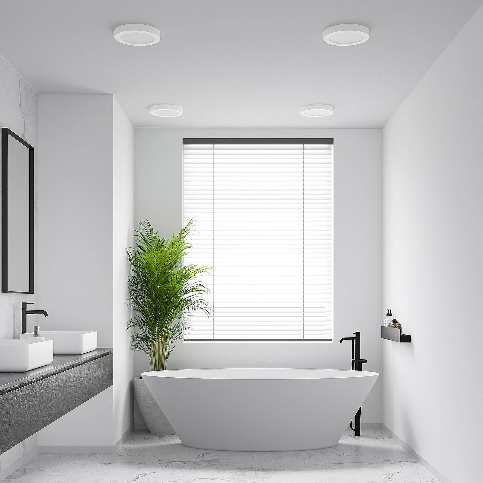 LED loftslampe Edwina PRIOS, dæmpbar, Hvid/opal, Badeværelse, Aluminium, Moderne
