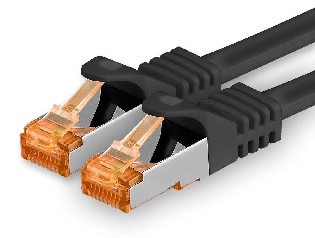 1aTTack.de Netwerkkabel Cat.7 Gigabit Ethernet LAN-kabel, zwart, 30 meter