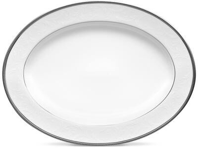 "Noritake Regina Platinum Oval Platter, 14"""