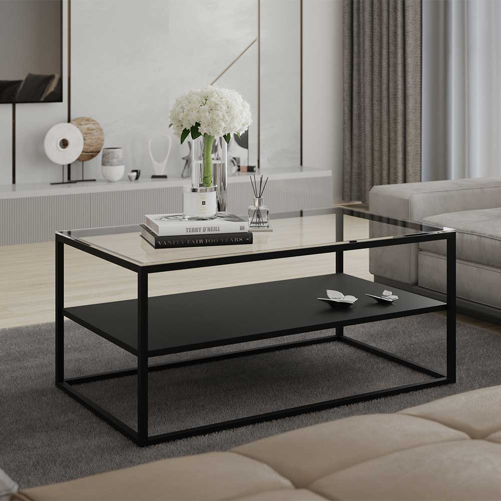 Pharao24.de Couchtisch Sofatisch in modernem Design mit Glasplatte