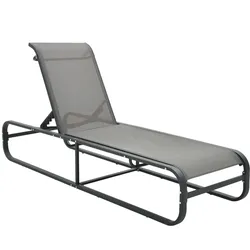 Helloshop26 - Liegestuhl Sonnenliege Gartenbett Terrassenmöbel Aluminium und Textilene grau 02_0012252