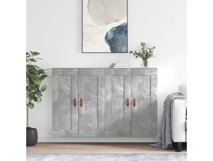 RJPLMFV Wandschränke, 2 Stück, grau, Beton, Holz, Technik Vielseitige Aufbewahrung, Wandmontage, glatte Oberfläche, feuchtigkeitsbeständig