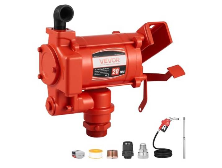 VEVOR Pompe Transfert Carburant 230 V CA Pompe Transfert Diesel Électrique 76 L/min\, avec Pistolet Carburant Arrêt Automatique\, Tuyau de Refoulement\, pour Essence\, Kérosène\, Biodiesel\, Mélange Éthanol