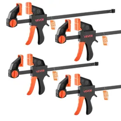 VEVOR Stangenklemmen für Holzbearbeitung 4 Stk. (30,48 cm / 15,24 cm Öffnung), Quick-Grip F-Klemme mit 70 kg Belastungsgrenze, 70 mm Tiefe, Klemmen aus Kunststoff & Stahl, Metallbearbeitung