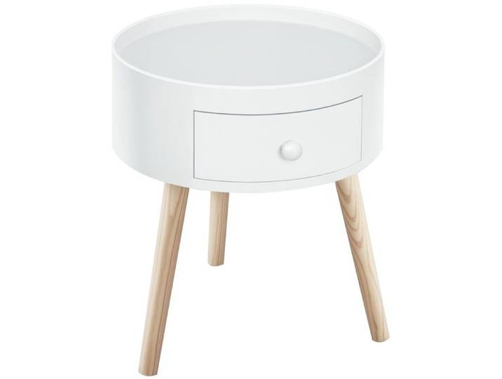 Table basse ronde en bois design scandinave blanc