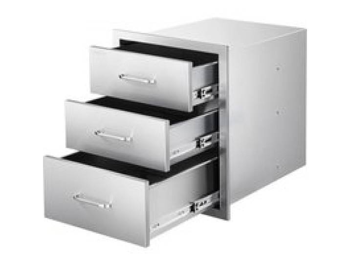 VEVOR Outdoor Küchenschubladen 46x59x59 cm (BxTxH), Dreifach-Grillschubladen aus Edelstahl mit Griffen, Grillschubladen für Außenküche oder Grillinsel-Terrassengrillstation Schubladenschrank