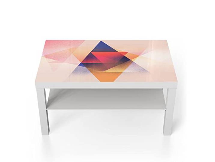 DEQORI Glastisch weiß groß 90x50 cm Motiv Geometrie der Farben ausgefallener Beistelltisch aus Glas Hochglanz Couchtisch fürs Wohnzimmer moderner Couch Tisch mit Design